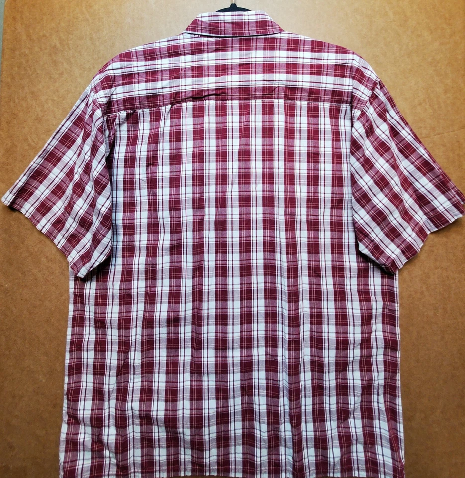 Hunter's Peak Rugged Wear Men's Snap Shirt Medium Red Plaid Short Sleeve Cotton - Image 4 of 4