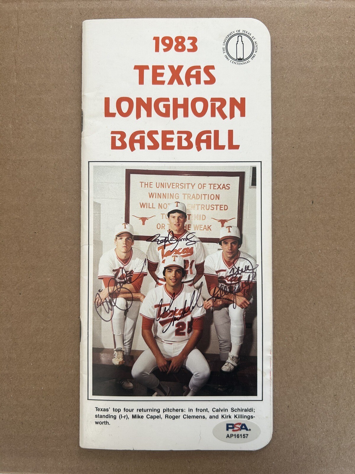 Roger Clemens +3 Signed 1983 Texas Longhorns Program PSA/DNA – SHESTCO