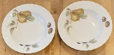 Two (2) Mikasa Maxima Belle Terre Rimmed Soup Bowls 9-1/4" CAJ05 Japan Fruit