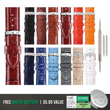 Morellato Samba Leather Watch Band - Alligator Embossing  Bonus Battery