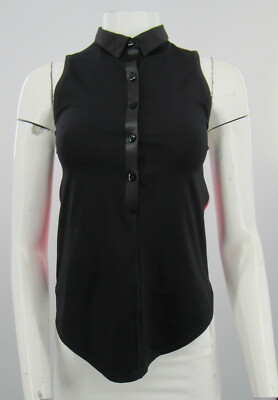 Lululemon Women's Sleeveless Black Button Down w/ Floral Print on Back sz 