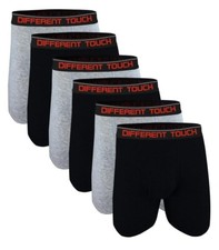 Long Leg Boxer Briefs Men's 6 pr. Gray Black Big Tall 3X to 6X Different Touch