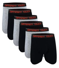 Long Leg Boxer Briefs Men's 6 pr. Gray Black Big &Tall 3X to 6X Different Touch