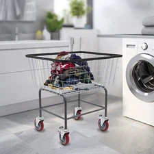 Steel Wire Laundry Cart Laundry Basket Commercial Laundry Cart With Wheels