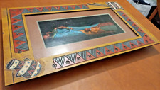 VINTAGE QUADRO ETNICO 3D ARTE LEGNO AFRICA CON CORNICE TRIBAL STATUETTA LEGNO