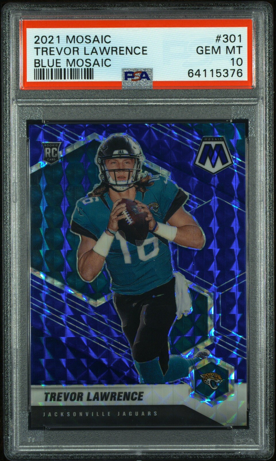 2021 Panini Mosaic Trevor Lawrence Blue Mosaic 21/99 #301 PSA 10 GEM MINT