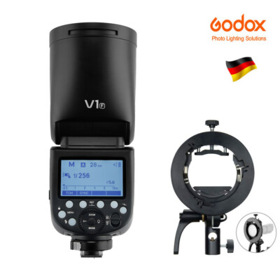 Godox V1-F TTL Rundkopf Blitz Blitzgerät für Fuji-Kamera +S2 Bowens Blitzhalter