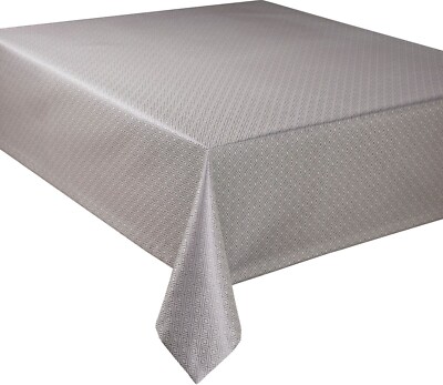 CURT BAUER Damast Tischdecke 3947 Riga Stone Grau Rautenmotiv 130 x 275 cm
