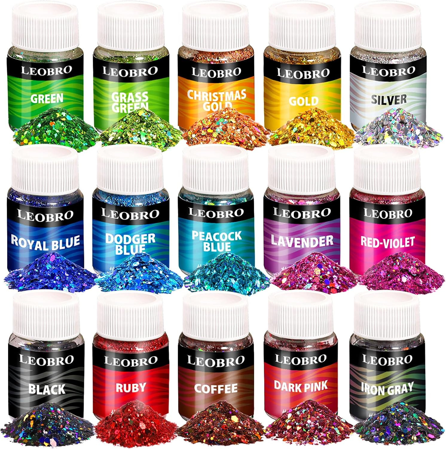 Holographic Chunky Glitter - 15 Colors for Resin, Nail Art, Festival Cosmetic, E
