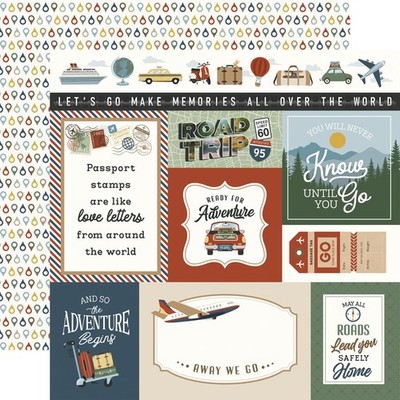 Echo Park It's Time To Travel Cardstock 12X12-Multi Journaling Cards
