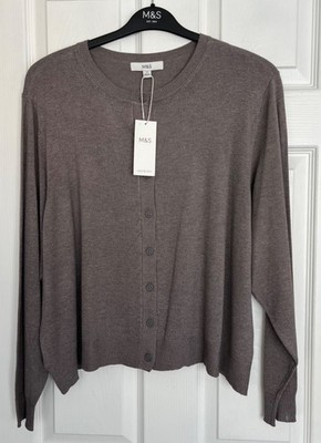 Brandneu mit Etikett M&S Damen Muskat Viskose reichhaltig weich Strick Cardigan Größen 20/22/24