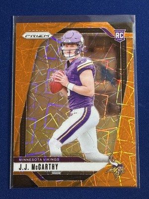 J.J. McCarthy 2024 Panini Prizm Orange Lazer #400 MIN Vikings Clean 