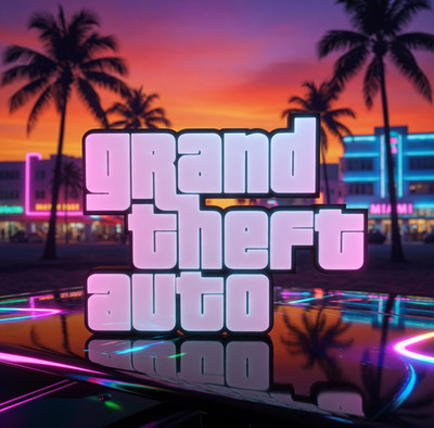 Premium Gaming Logo Sign - Tisch Deko für Gaming Setup - GTA - Grand Theft Auto