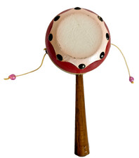 Antique 1950 Mexican Monkey Drum Spinning Wooden Toy