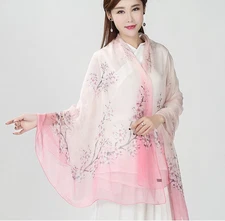 100% Silk large Scarf Women neckerchief Shawl Wrap floral pink red MY144-6