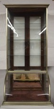 Tall Nickel Oak Countertop Glass Front Mirror Back Showcase - 50 Inches Tall
