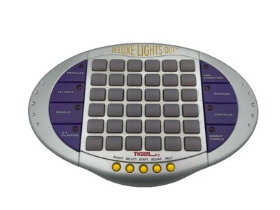 Deluxe Lights Out Puzzle AI Trick Tiger Handheld Travel Game Electronic Tested