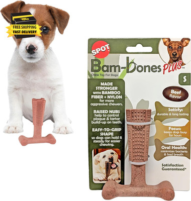 Bam-Bones plus T Bone   Bamboo Fiber & Nylon Dog Chew Toy for Moderate to Aggres