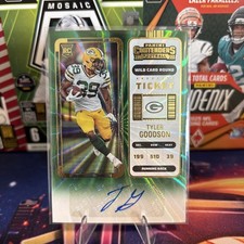 2022 Panini Contenders Ticket Wild Card Round Tyler Goodson Rookie Auto Rc Green 2022 Panini Contenders Ticket Wild Card Round Tyler Goodson Rookie Auto Rc Green