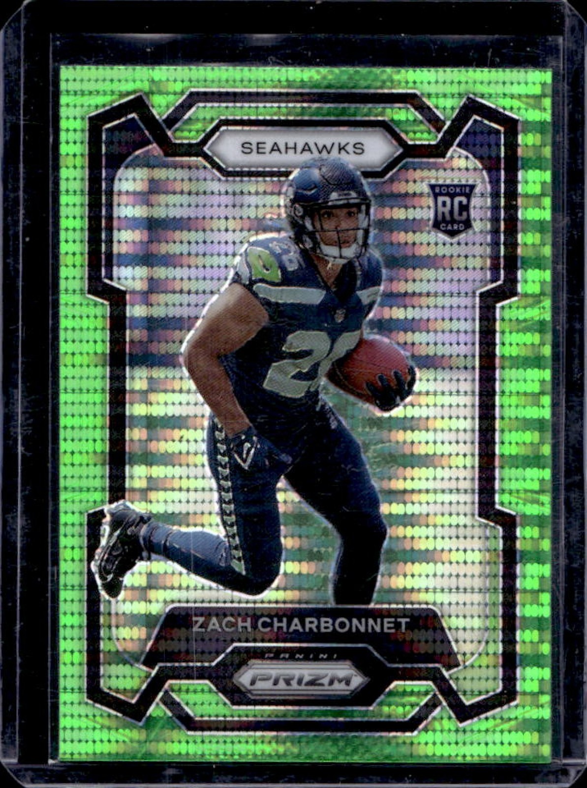 2023 Prizm Zach Charbonnet RC Neon Green Pulsar #392 Seahawks