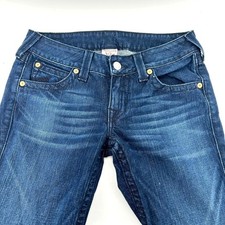 True Religion Becky Lowrise Bootcut Jeans Dark Wash Flap Pocket Womens Sz 30 Y2K