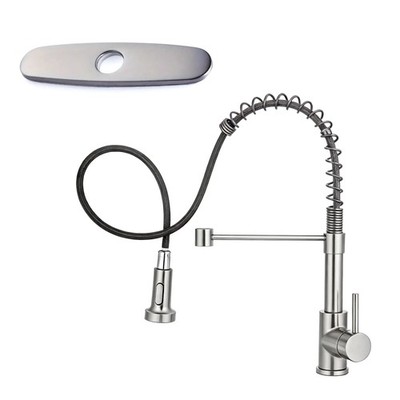 Brushed Nickel Kitchen Faucet Sink Mixer Faucet Pull Down Sprayer Single Handle