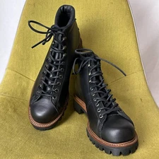 CHIPPEWA Boot Monkey Lace-up Boots Leather Black Size 8.5E