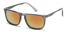 Classic Square Crystal Smoke 2 Dot Frame Sunglasses Orange Mirror Lens UV400