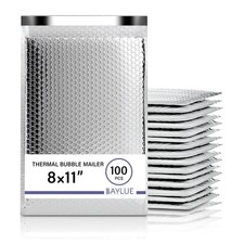 Thermal Insulated Bubble Mailer 8"x11", 100 Pack. Metallic Foil Mailer For Water