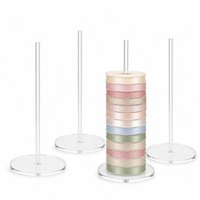 4 PCS Acrylic Ribbon Organizer Spool Holder,Clear Ribbon Storage Stand for Cr...