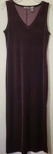 VTG Womens Sz M Maroon Velvet Sleeveless Maxi Column Dress V-Neck 90s Goth