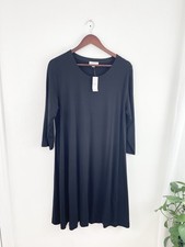 Loft L Black Lightweight 3/4 Sleeve Shift Dress Women’s Large New