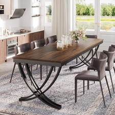 78.74 Inch Rectangular Dining Table Modern Wooden Kitchen Table for 6-8 People