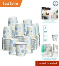 300 Count Eco-Friendly Floral Paper Cups - 3 oz Disposable Bathroom Companion