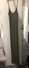 Boohoo Size 12 Pit To Pit 17in Pit To Hem 48in Kharki Green Strappy Maxi Dress