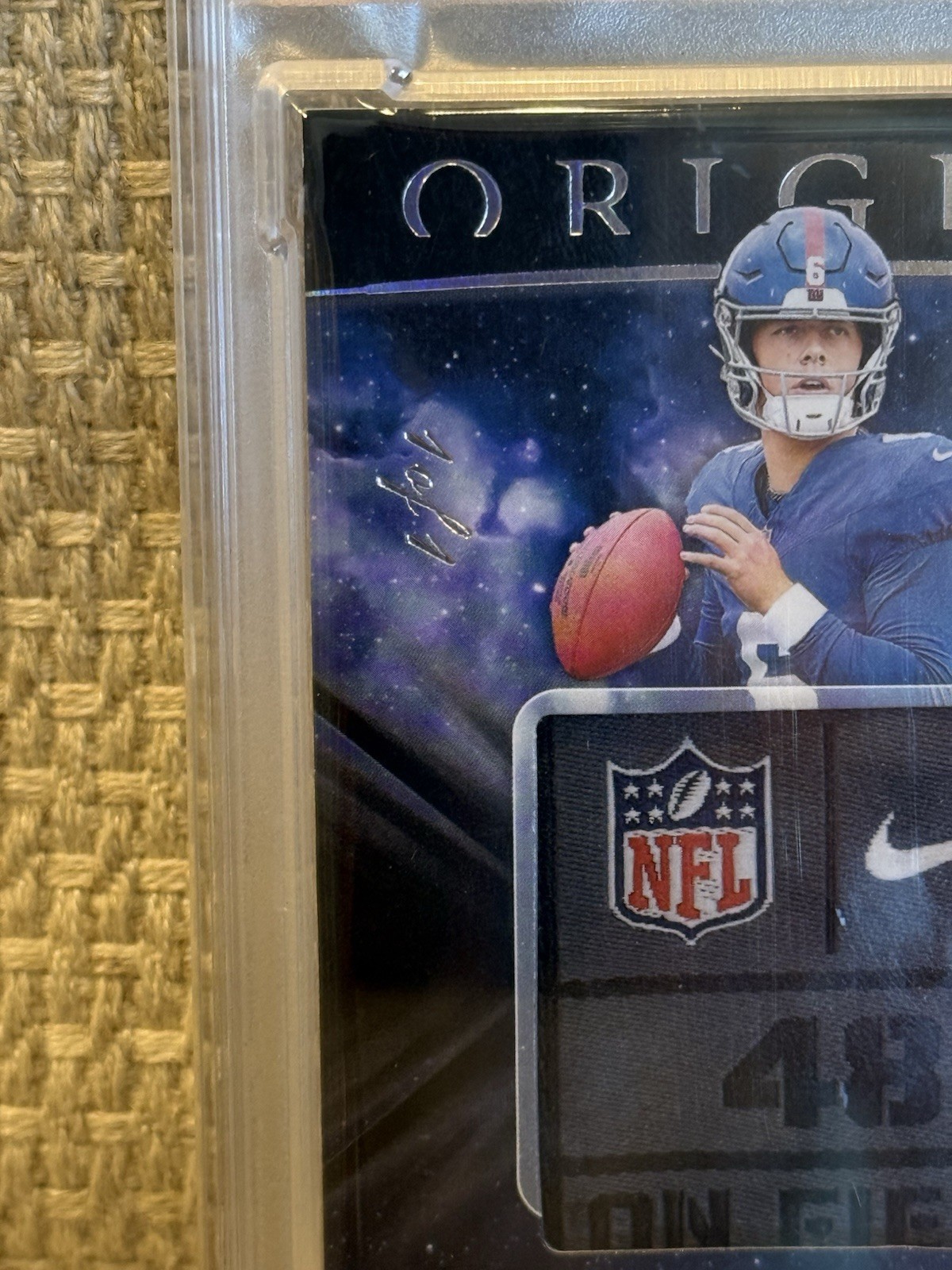 2025 Panini Origins Jaxson Dart Rookie - Future Fabrics Black 1/1 #FF2 (MEM, RC) view 4