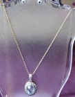 Sterling Silver 925 Jewelry Gold Vermeil Oval Blue Topaz & Diamond Necklace — photo 2
