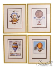 F71082: Set of 4 Framed & Matted Hot Air Balloon Prints