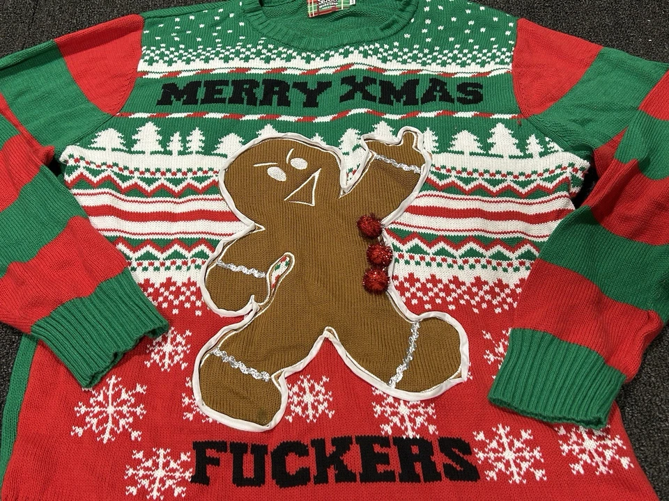 Suéter Spencer’s Gingerbread LightUp Feliz Navidad F*****s Navidad Feo Talla XL Foto 2 de 4