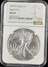 2025 P American Silver Eagle NGC MS69 ASE Eagle Privy Graded US Coin Slab (281)