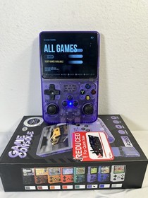2 Lot R36S Handheld Game Console 640x480 Quad-Core ARM 1GB RAM Purple TF Card