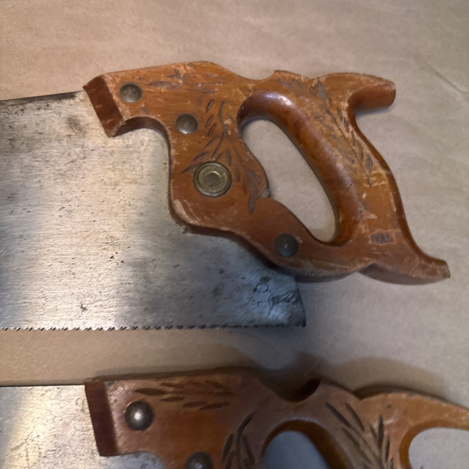 2 Vintage D-23 Henry Disston & Sons 10 & 11 Point Hand Saws