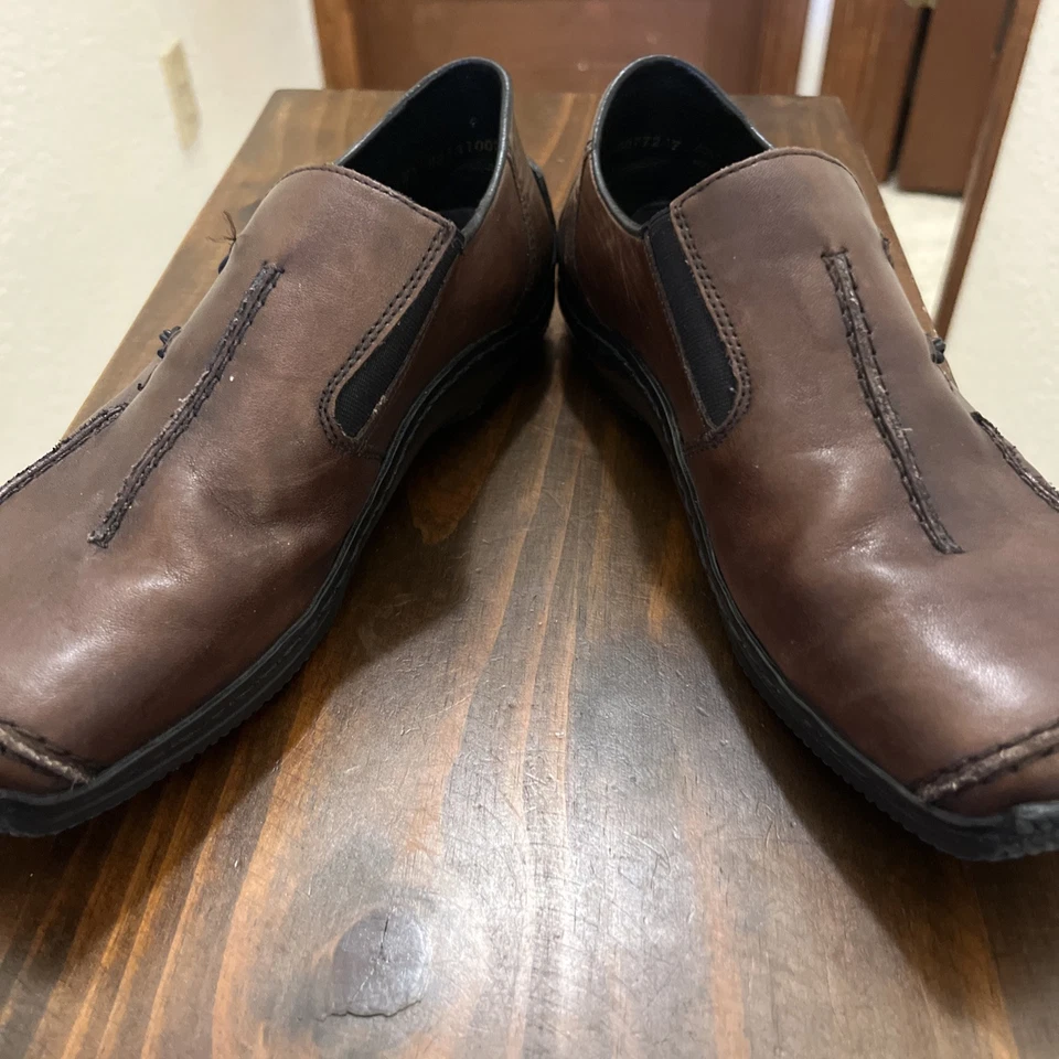 Rieker обувь для женщин 37,5 евро, США размер 7, L1751 Celia, коричневый кожаный плоскостях - Изображение 2 из 4