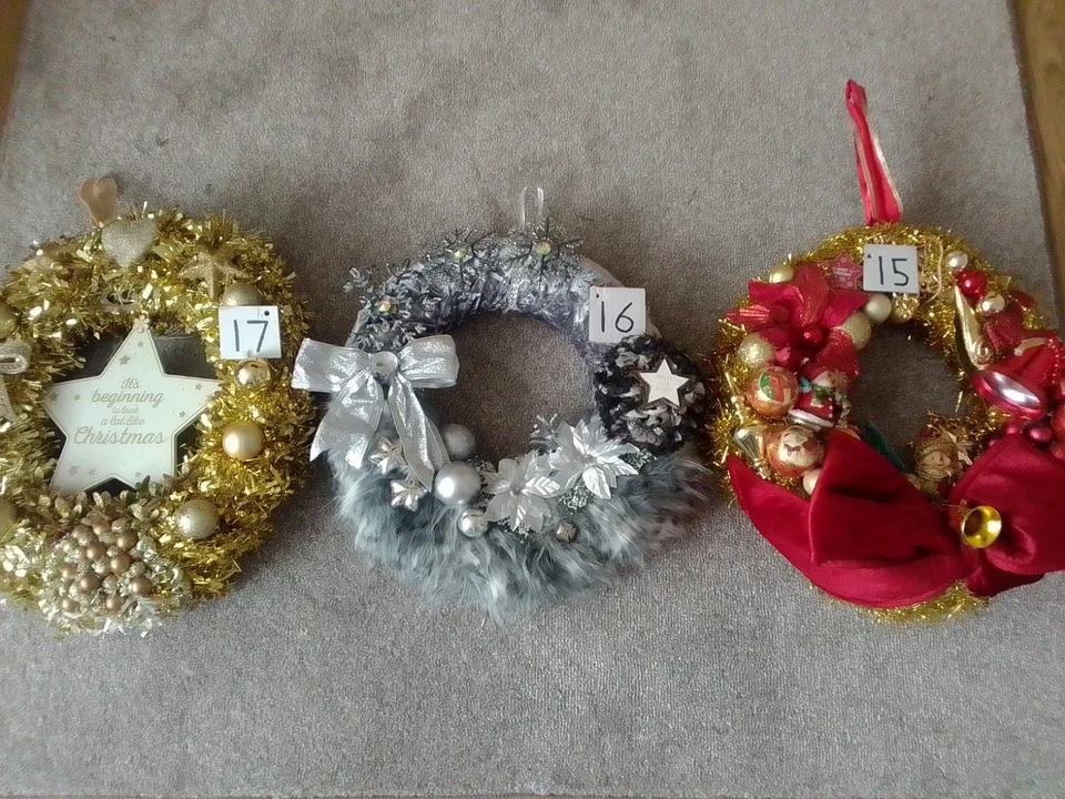 Handmade Christmas Wreaths,40cm approx Wall Or Door Decoration Recycled Material - Image 2 of 4