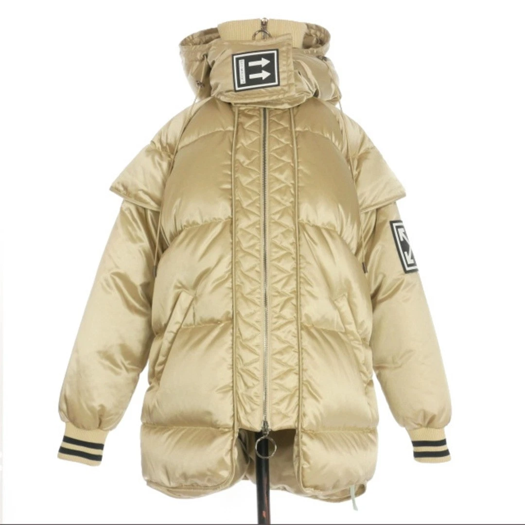 OFF WHITE Piumino imbottito oversize bianco sporco blouson 40 oro champagne usato78a3c4