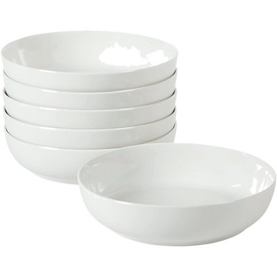 Zen Buffet Pasta Bowl set 41oz Large Ceramic Salad Soup Bowls White set 6