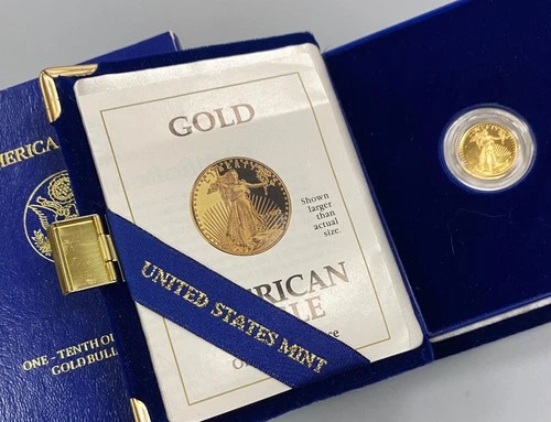 1992 P US Mint 1/10th ozt Gold Proof $5 Eagle Coin w/ogp L24324