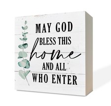 Wooden Blessing Sign, Home Decor, Front Door Hanging, White