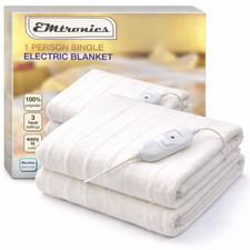 EMtronics Heated Electric Under Blanket 3 Heat Settings Single Size 135cm x 65cm