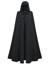 Women Renaissance Hooded Cape Medieval Cloak Hobbit Halloween Costume Black